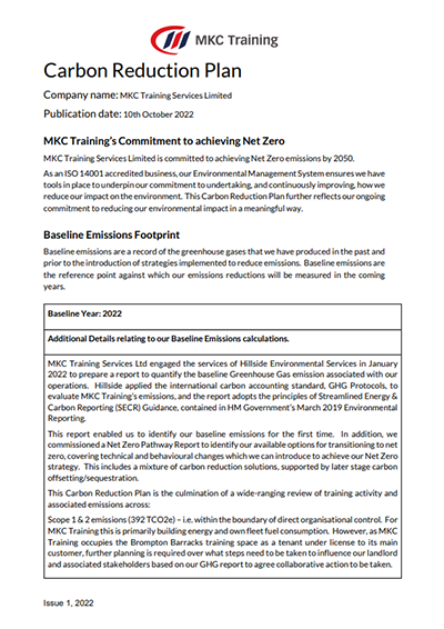 Carbon Reduction Plan